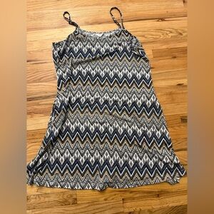 Aztec print casual dress with pockets